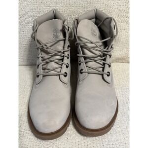 Timberland Linden Woods Womens 7.5 Grey Waterproof Leather 6" Boots A2G5E *EUC*